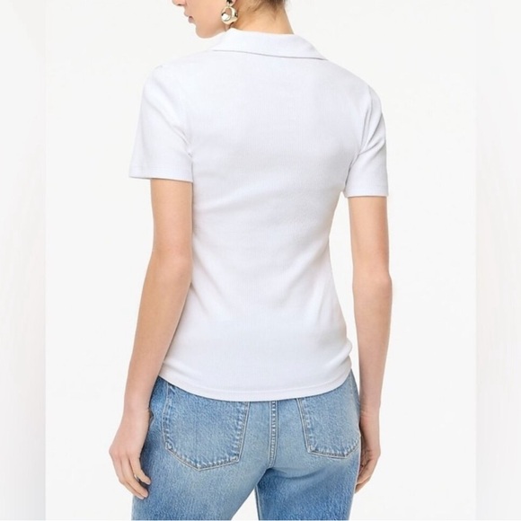 J crew White ribbed polo tee - Picture 3 of 8